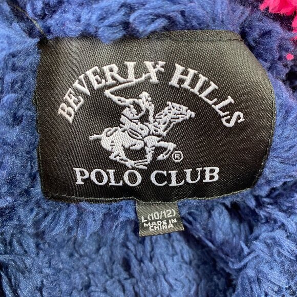 Beverly Hills Polo Club Girls Navy Hoodie Jacket Pink  Bear Ears Size L arge - Picture 3 of 3